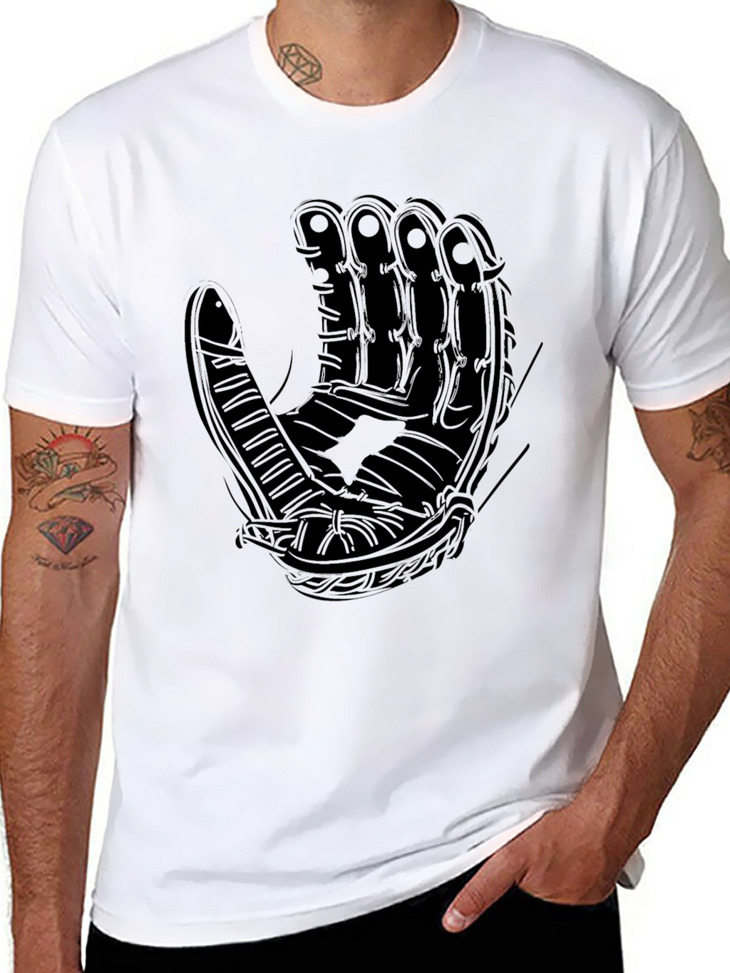 Baseball Glove Graphic T-Shirt - Classic Black