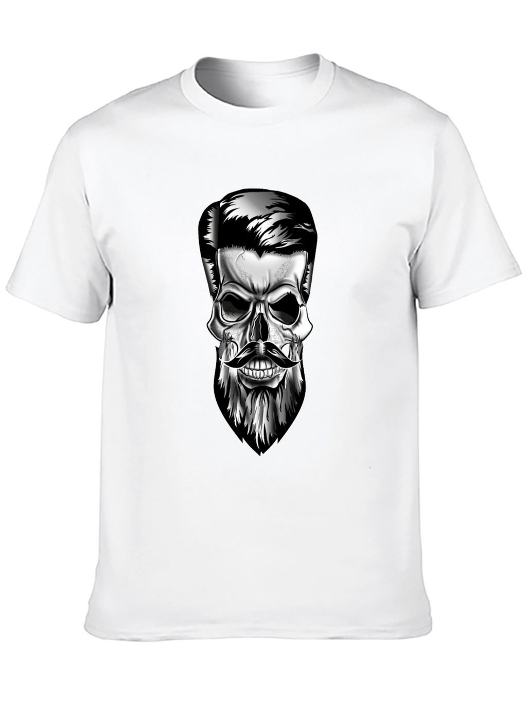 Skull with Beard Graphic T-Shirt - Stylish Mens Tee