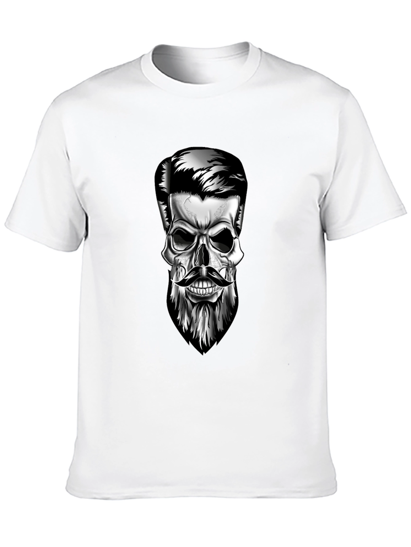 Skull with Beard Graphic T-Shirt - Stylish Mens Tee