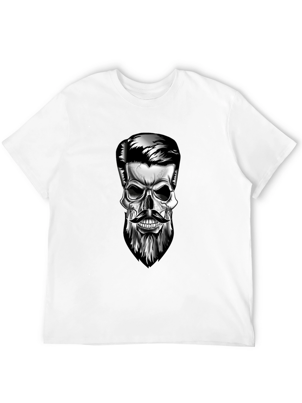 Skull with Beard Graphic T-Shirt - Stylish Mens Tee
