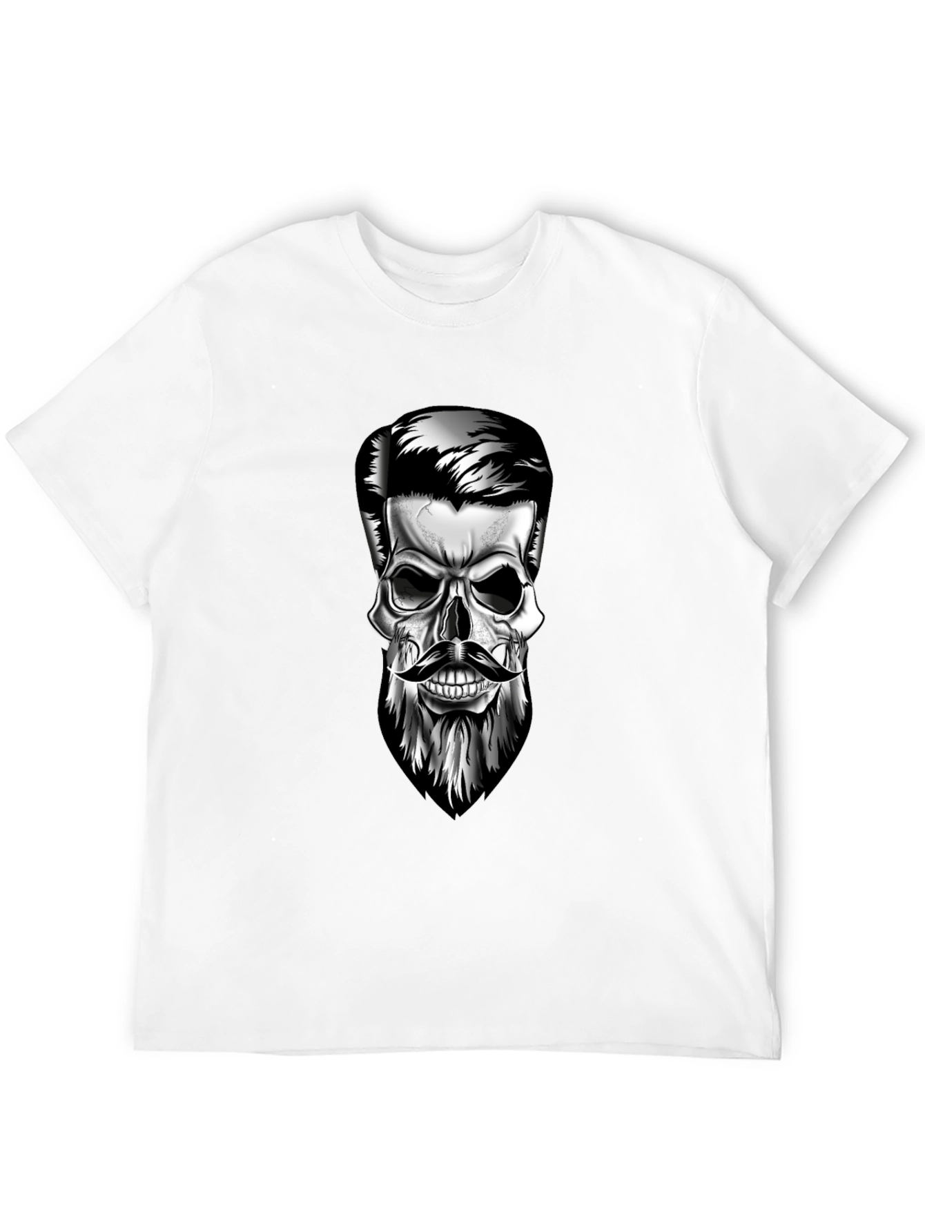 Skull with Beard Graphic T-Shirt - Stylish Mens Tee