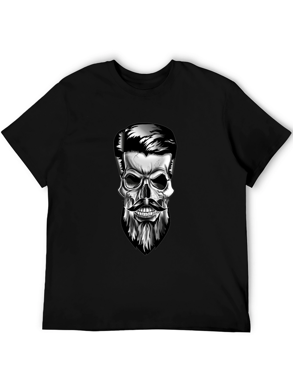 Skull with Beard Graphic T-Shirt - Stylish Mens Tee