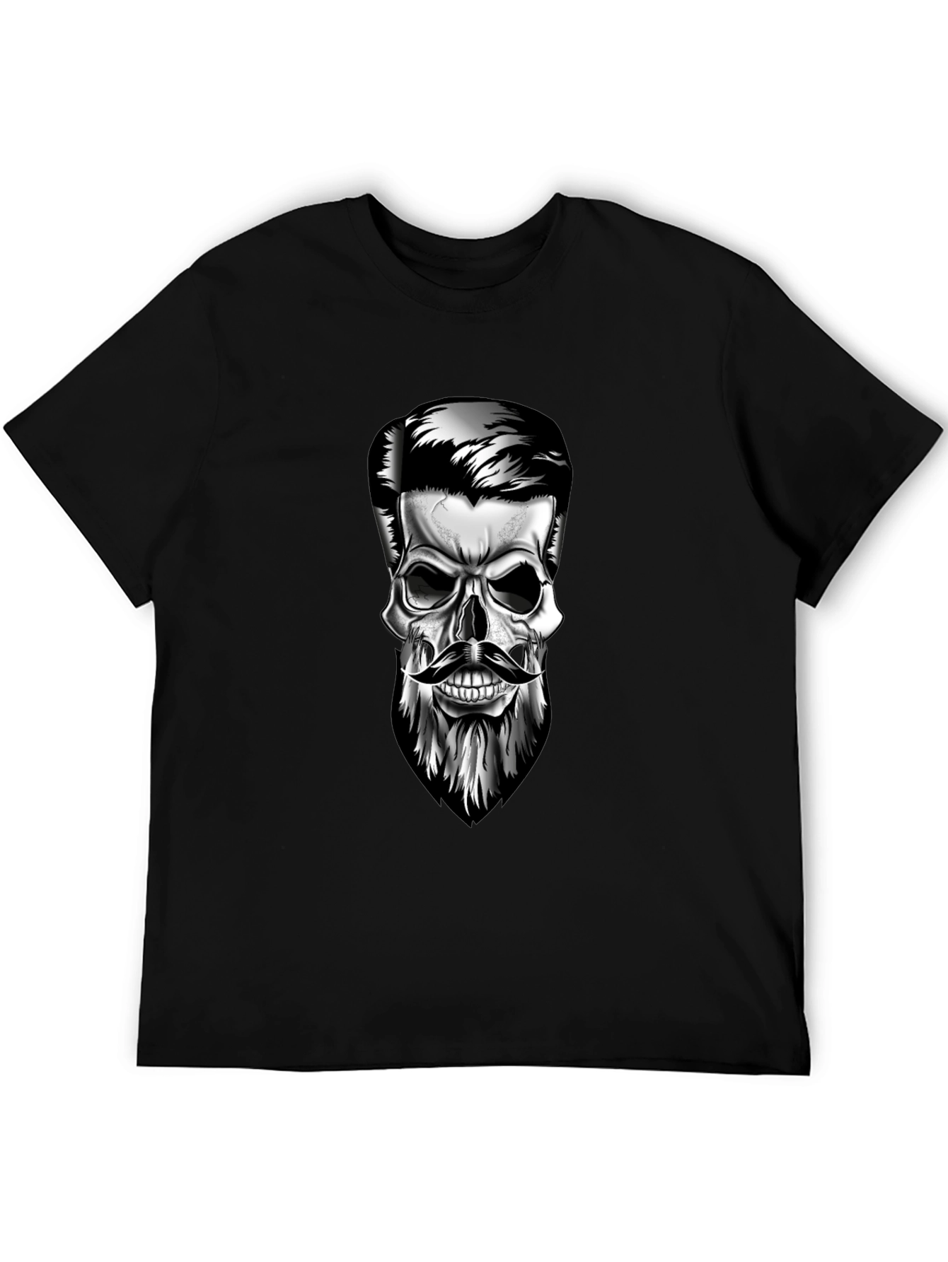 Skull with Beard Graphic T-Shirt - Stylish Mens Tee