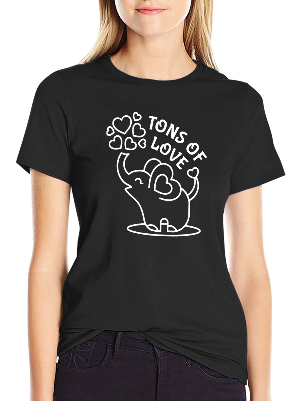 Tons of Love Elephant Graphic Tee - Black