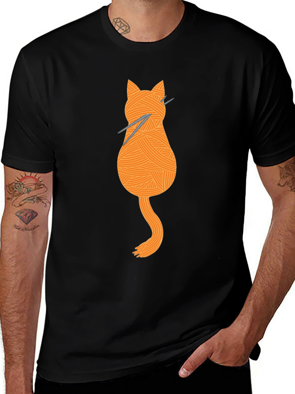 Knitting Cat Tee - Yarn Lovers Graphic T-Shirt