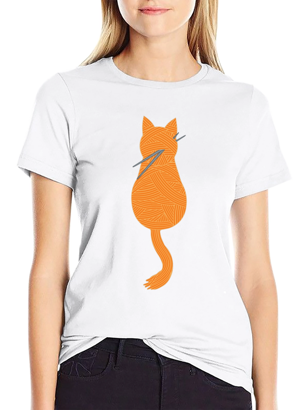 Knitting Cat Tee - Yarn Lovers Graphic T-Shirt