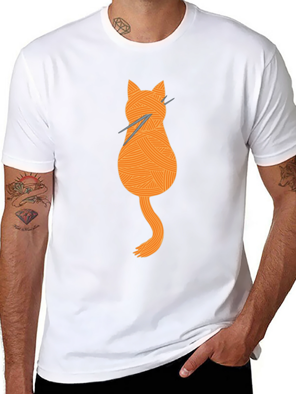Knitting Cat Tee - Yarn Lovers Graphic T-Shirt