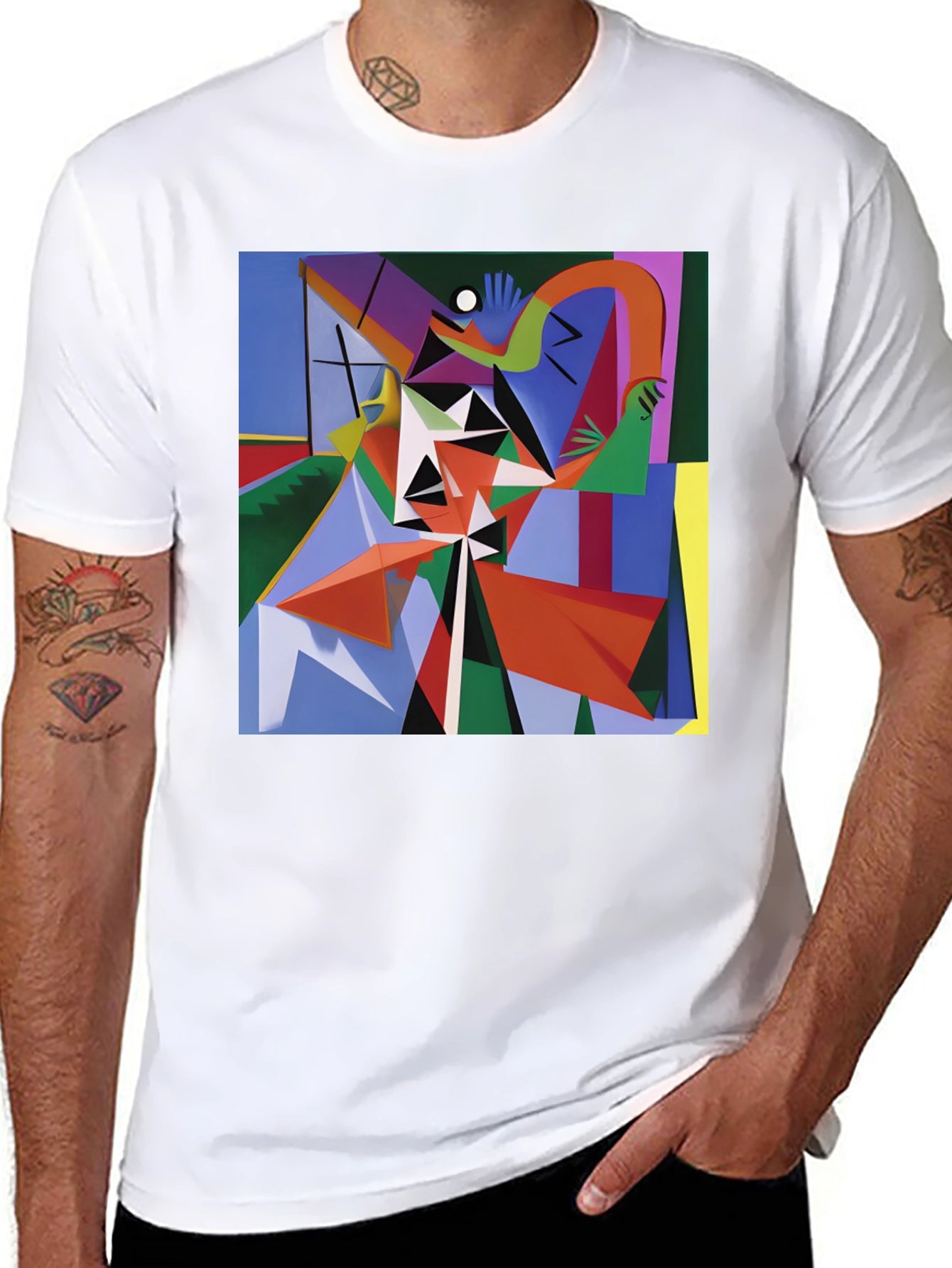 Abstract Geometric Art Print Black T-Shirt