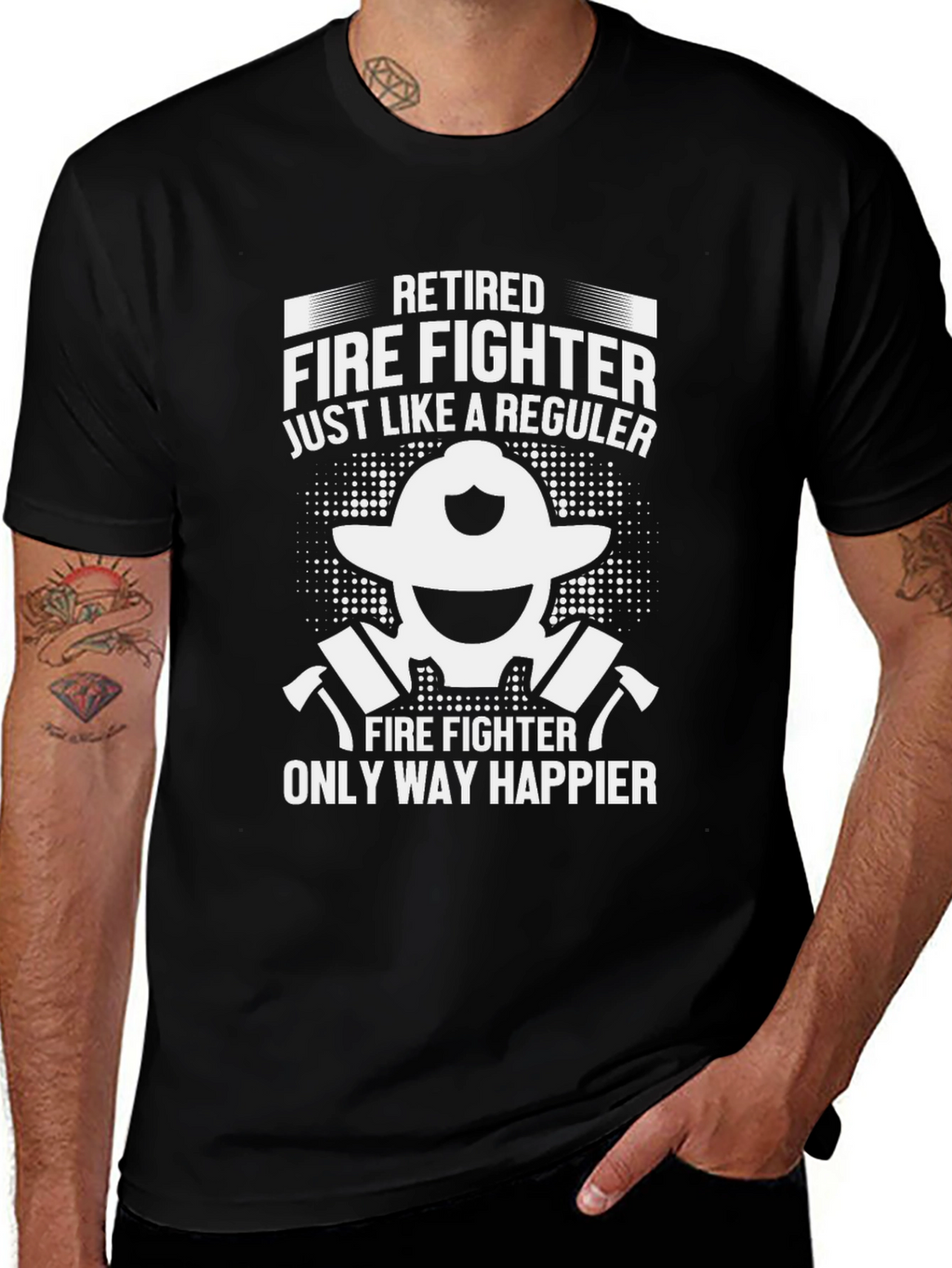 Retired Firefighter T-Shirt - Happy Fireman Tee