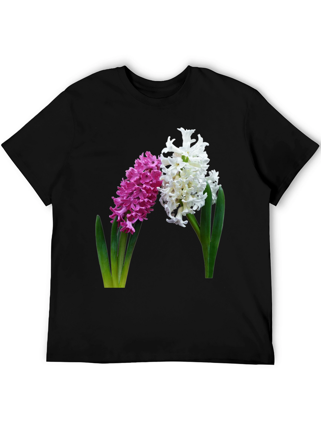 Floral Hyacinth Print Black T-Shirt