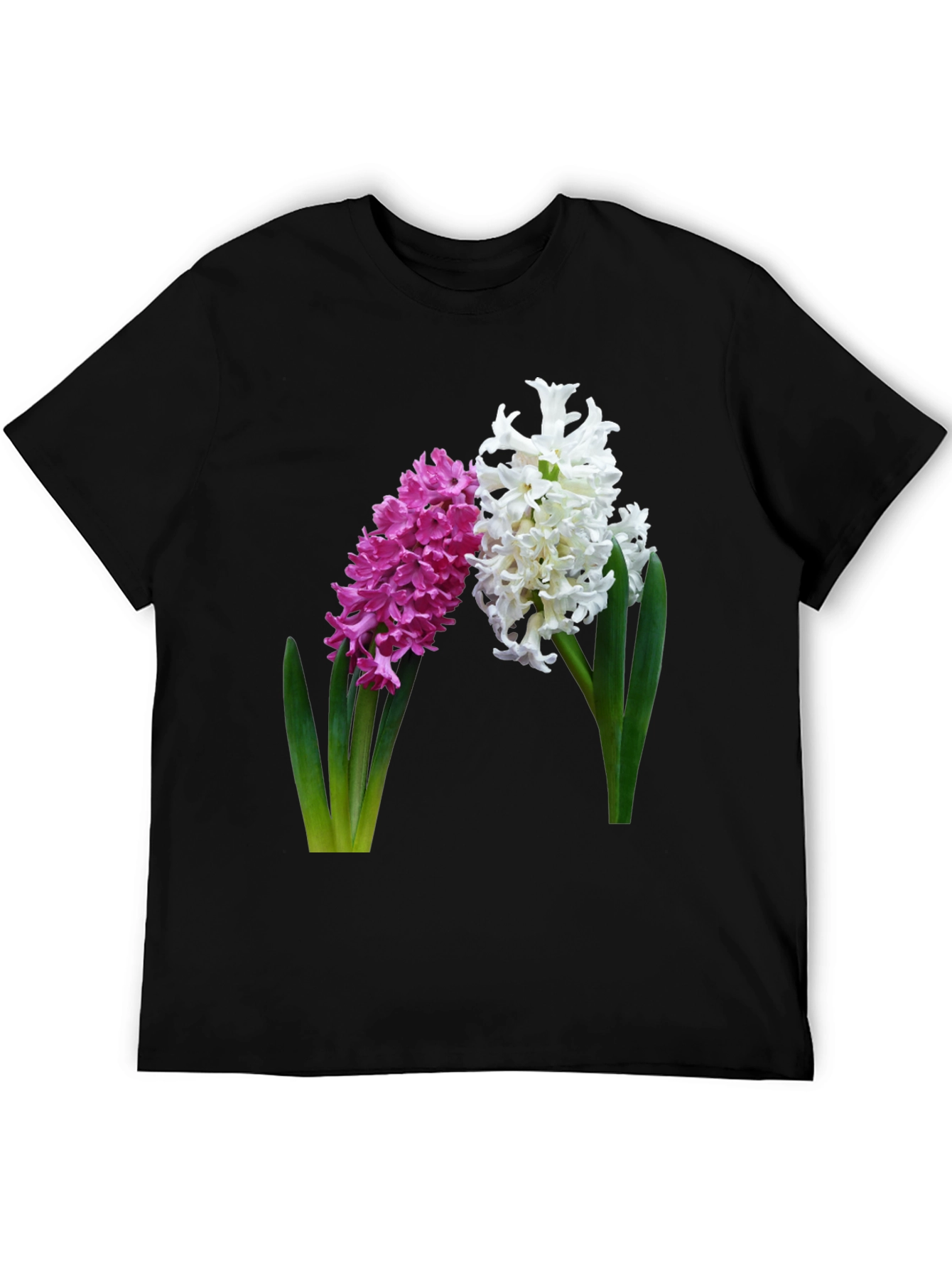 Floral Hyacinth Print Black T-Shirt