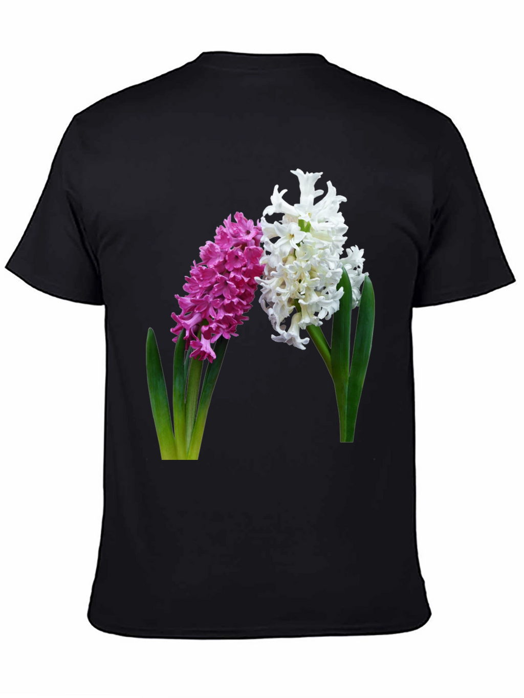 Floral Hyacinth Print Black T-Shirt