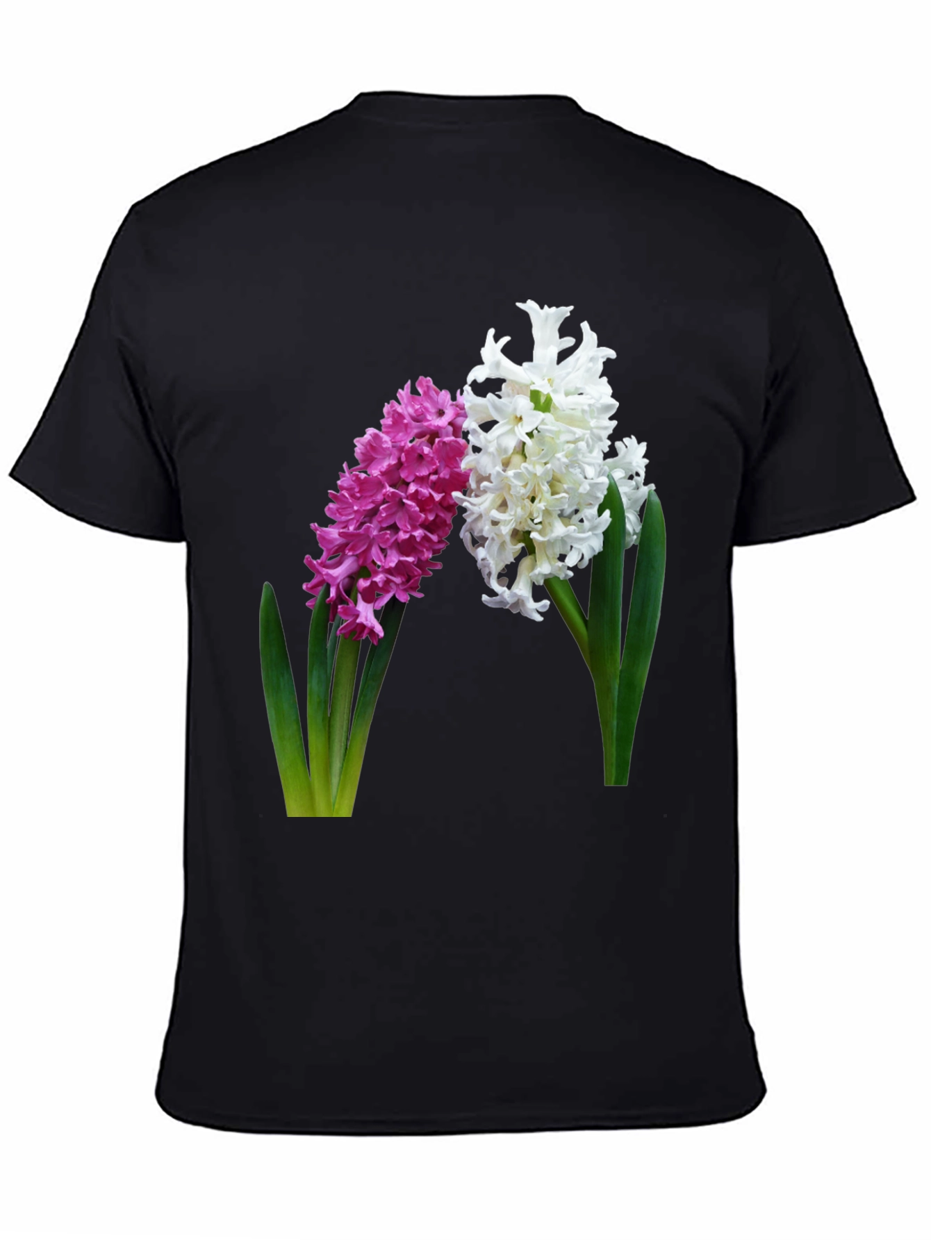 Floral Hyacinth Print Black T-Shirt