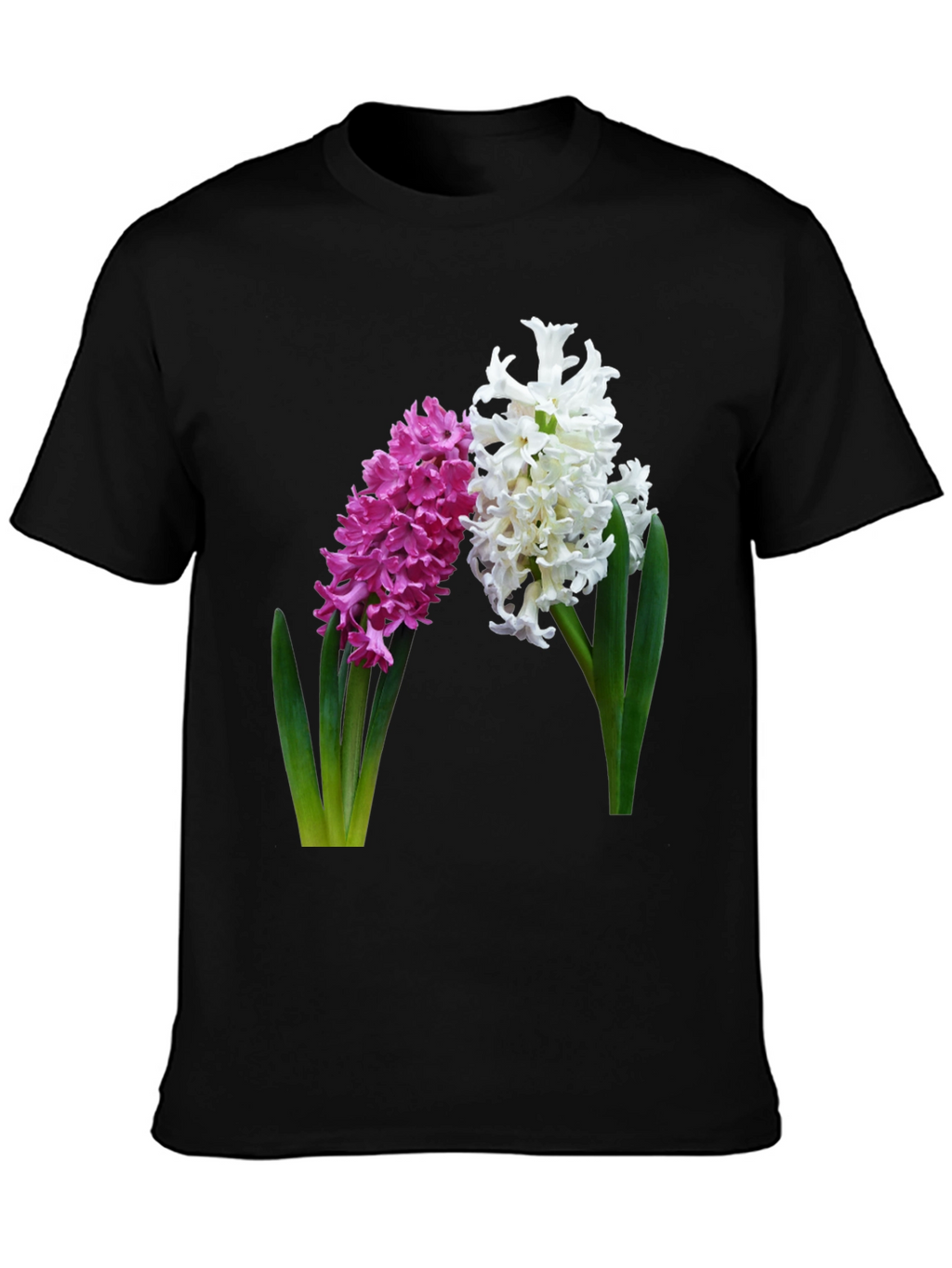 Floral Hyacinth Print Black T-Shirt
