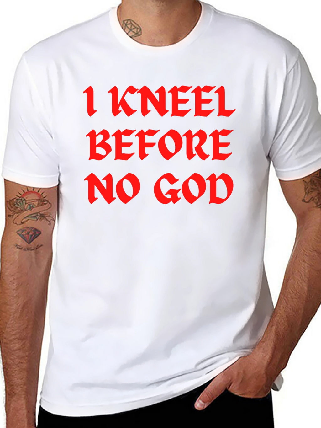 I Kneel Before No God Black T-Shirt