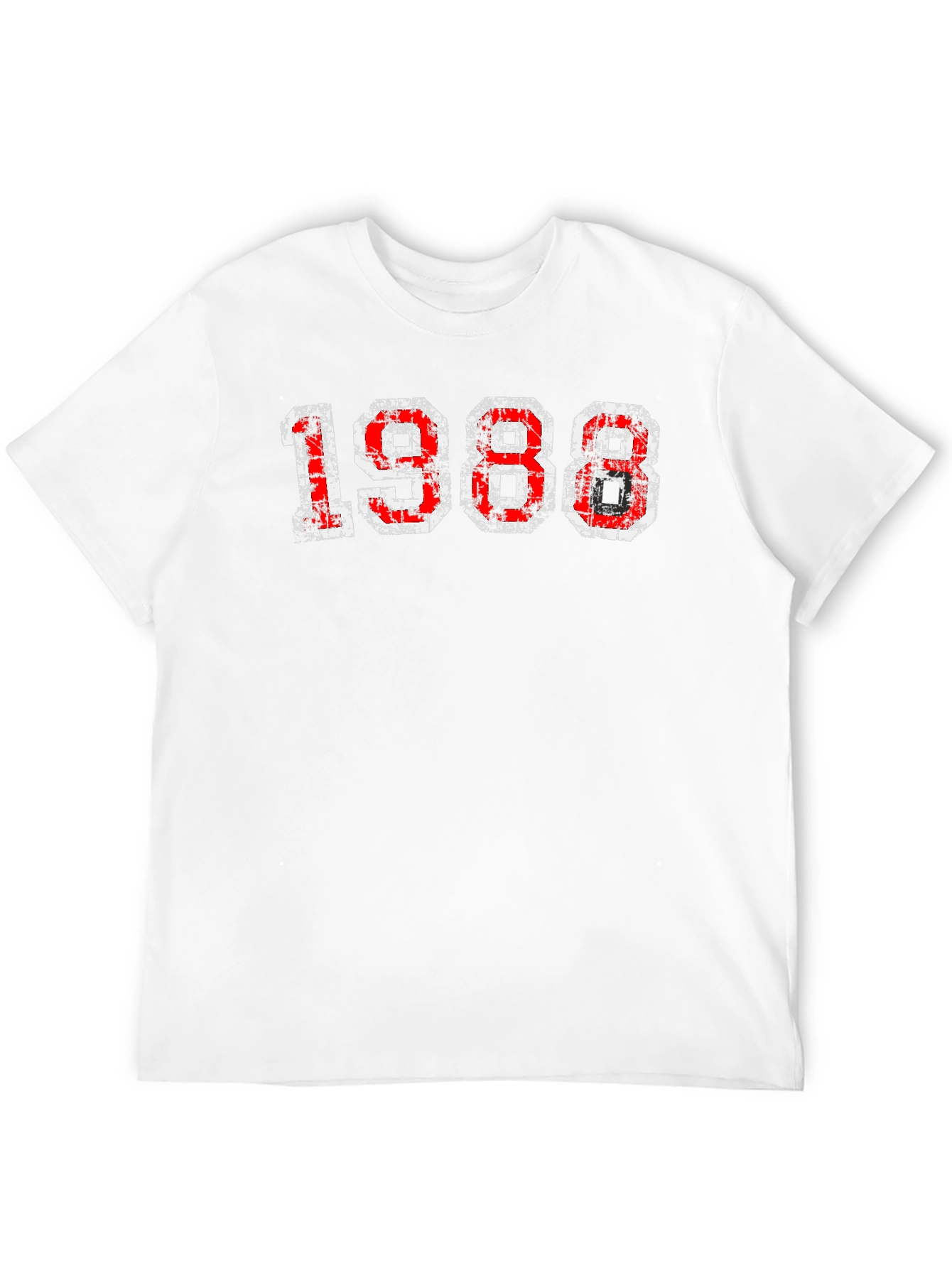 Vintage 1988 T-Shirt - Distressed Red and White Graphic Tee