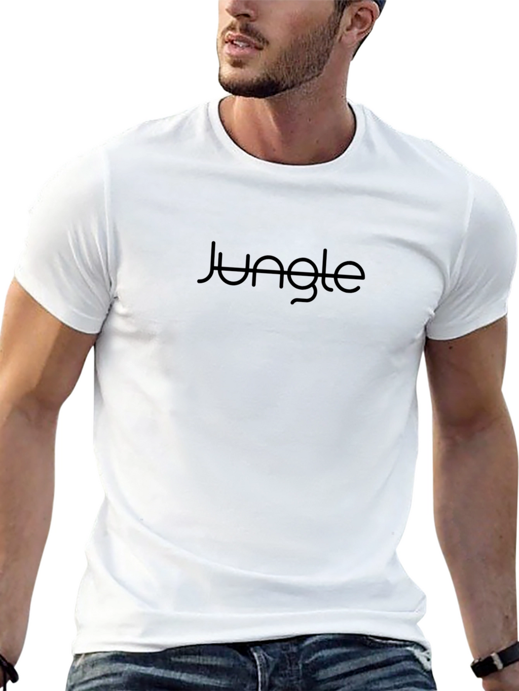 Black Jungle Print Crew Neck T-Shirt