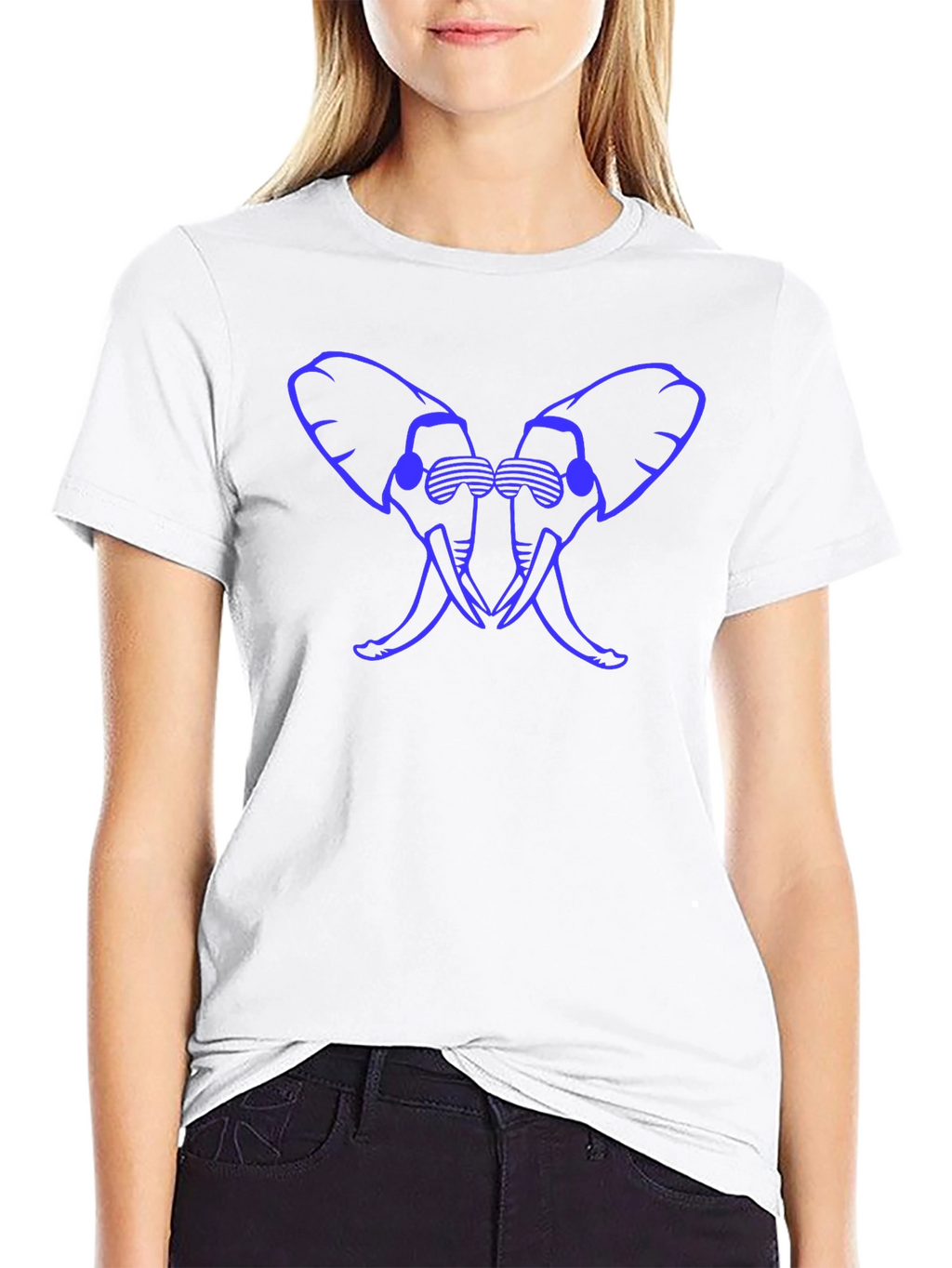 Cool Elephant Silhouette Graphic Tee - Black Cotton