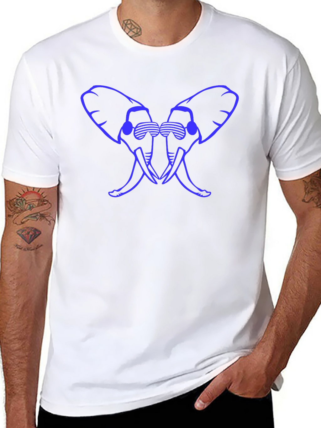 Cool Elephant Silhouette Graphic Tee - Black Cotton
