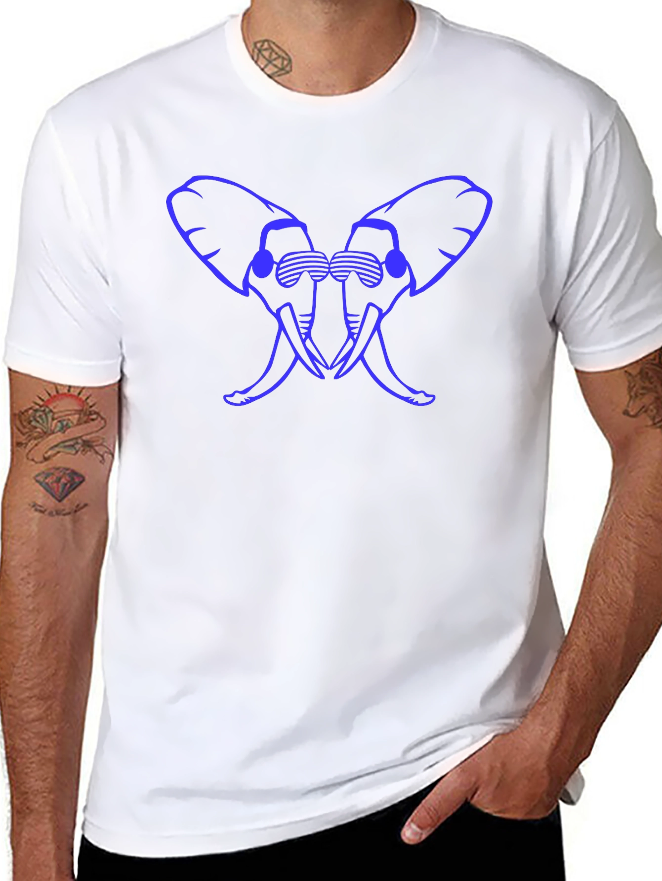 Cool Elephant Silhouette Graphic Tee - Black Cotton