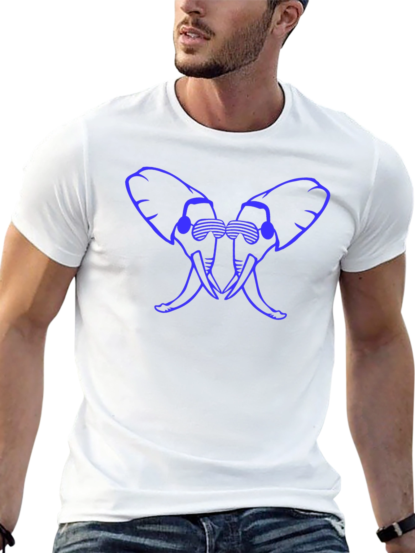 Cool Elephant Silhouette Graphic Tee - Black Cotton