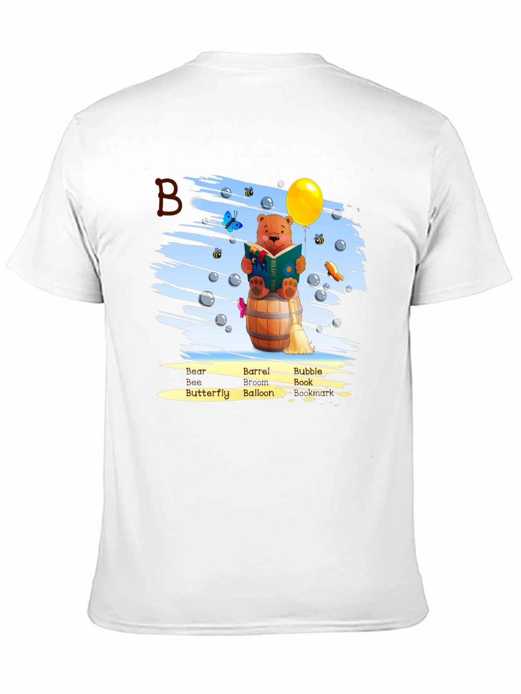Bear Reading Book on Barrel T-Shirt