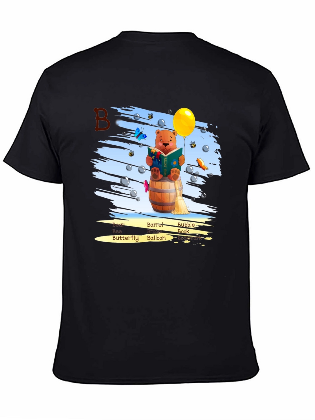 Bear Reading Book on Barrel T-Shirt