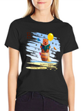 Bear Reading Book on Barrel T-Shirt