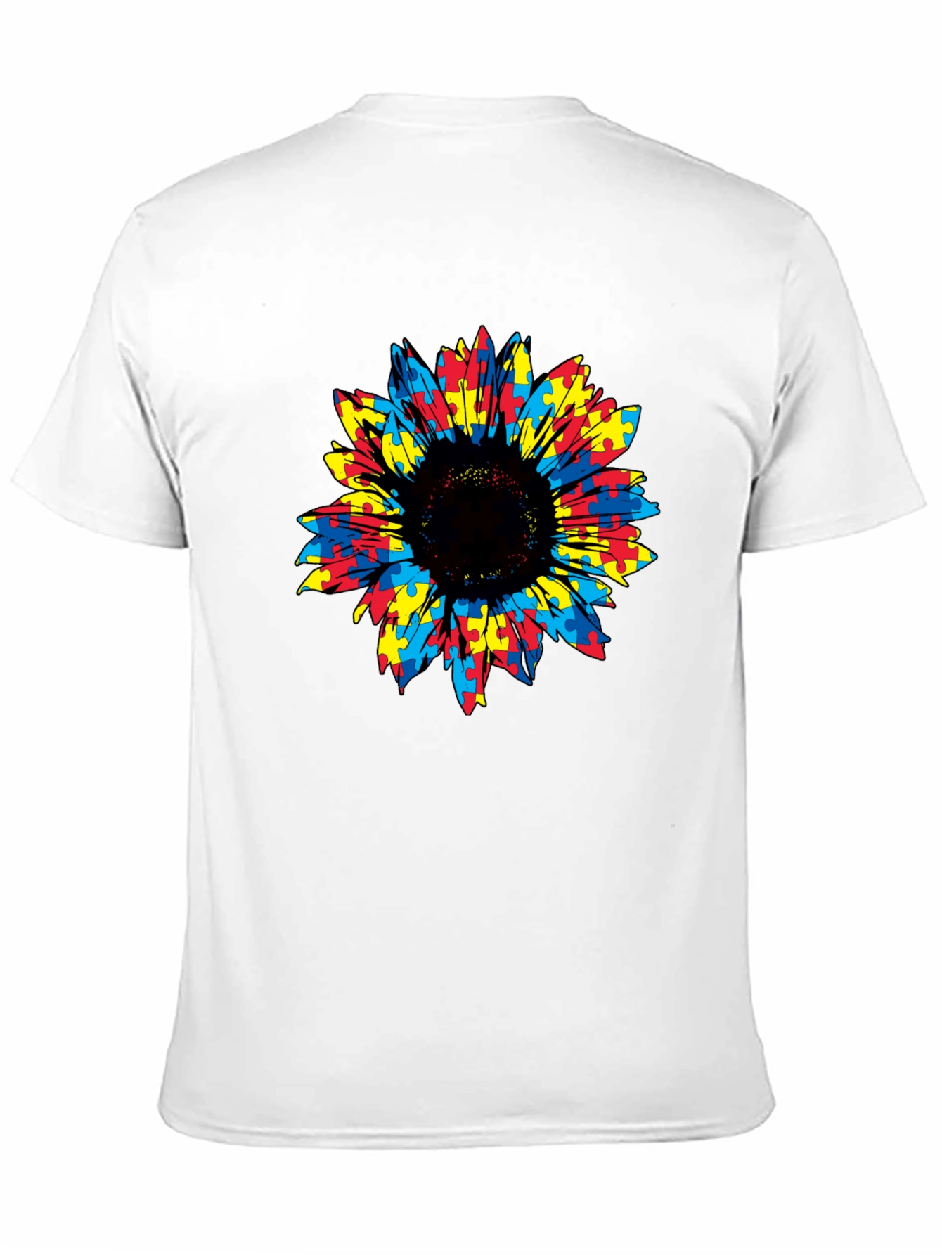 Autism Awareness Sunflower Puzzle Piece Graphic Tee