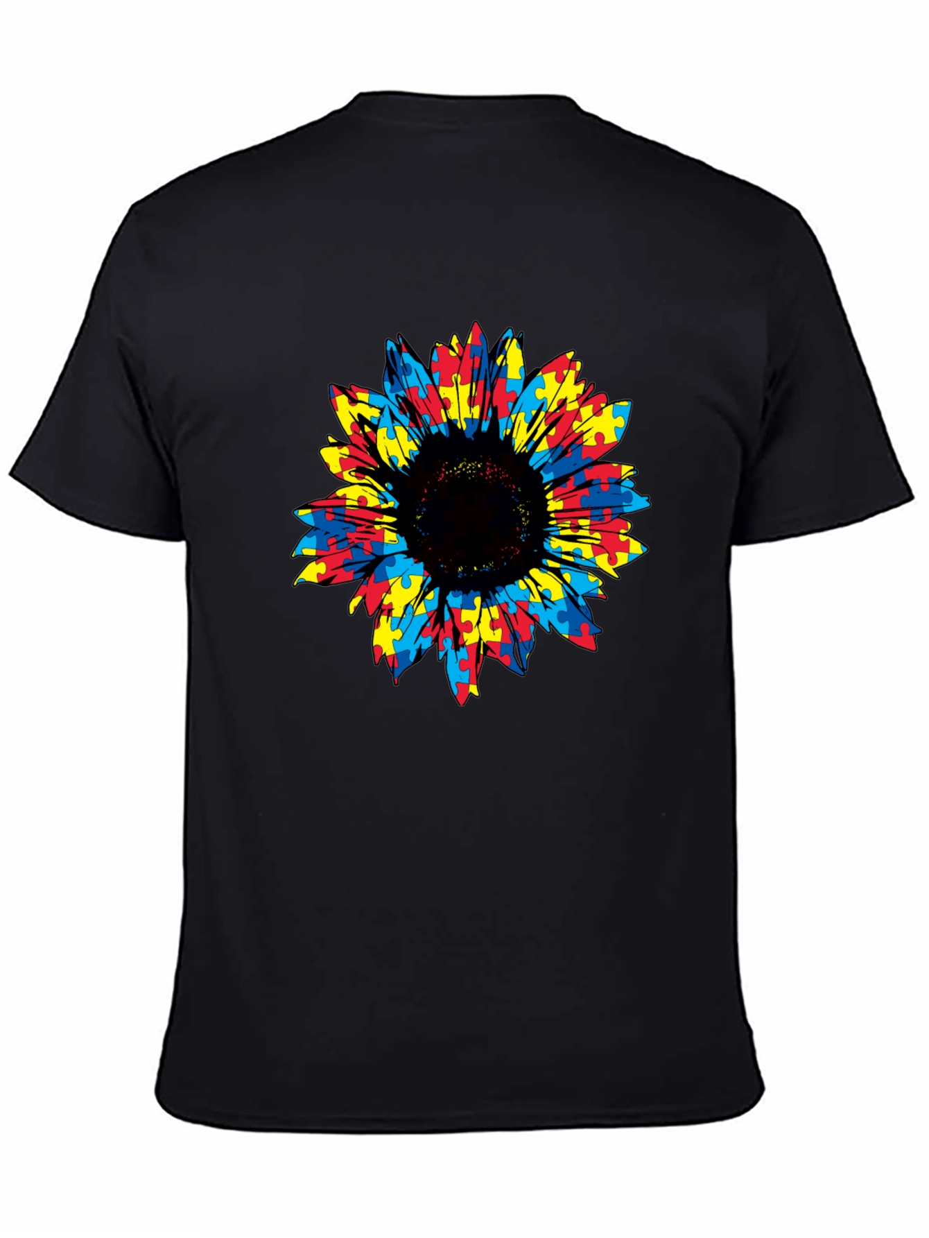 Autism Awareness Sunflower Puzzle Piece Graphic Tee