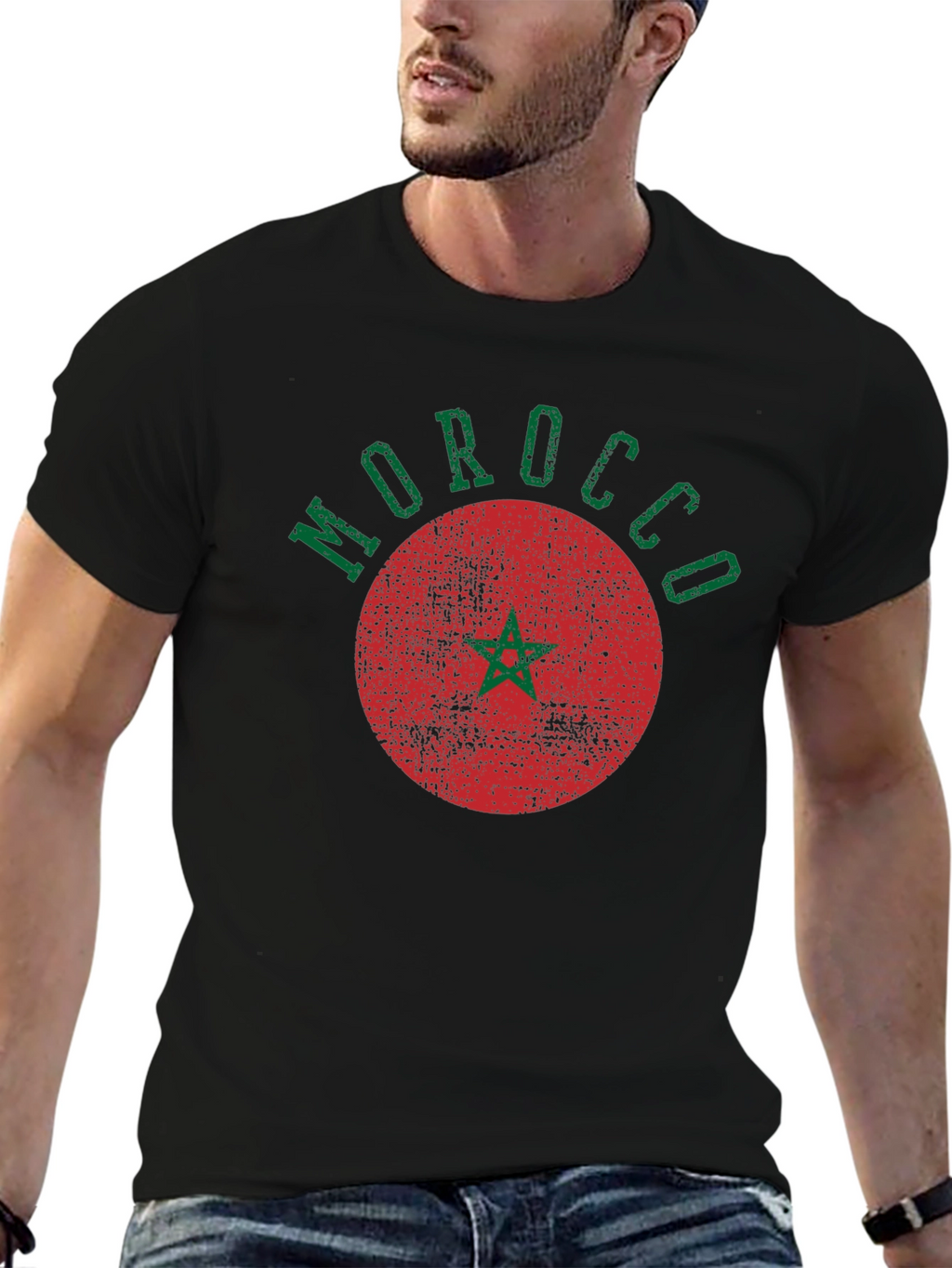 Morocco Graphic Tee - Retro Style Black T-Shirt