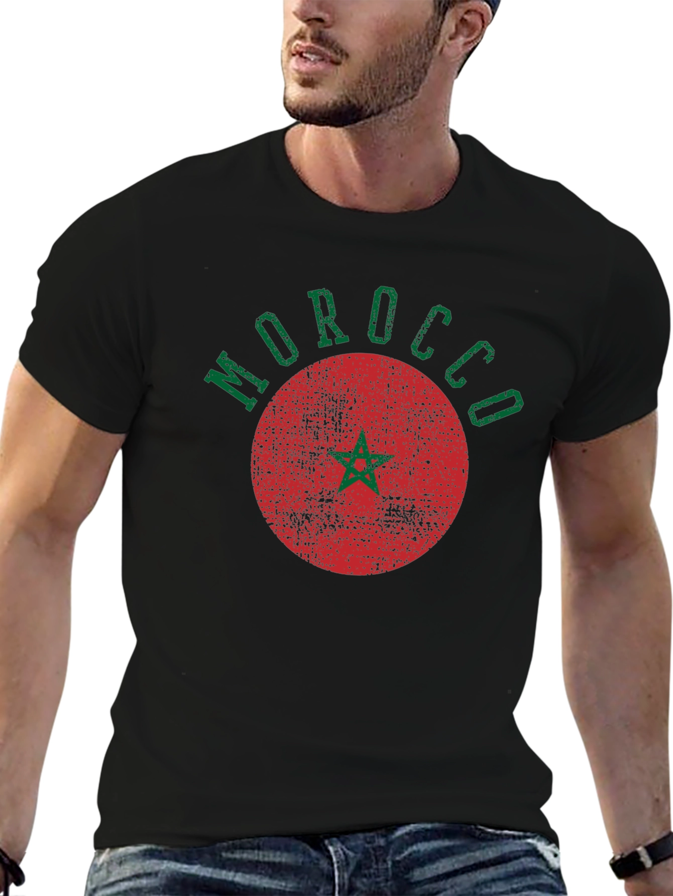 Morocco Graphic Tee - Retro Style Black T-Shirt