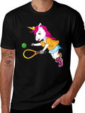 Unicorn Tennis Player Graphic T-Shirt