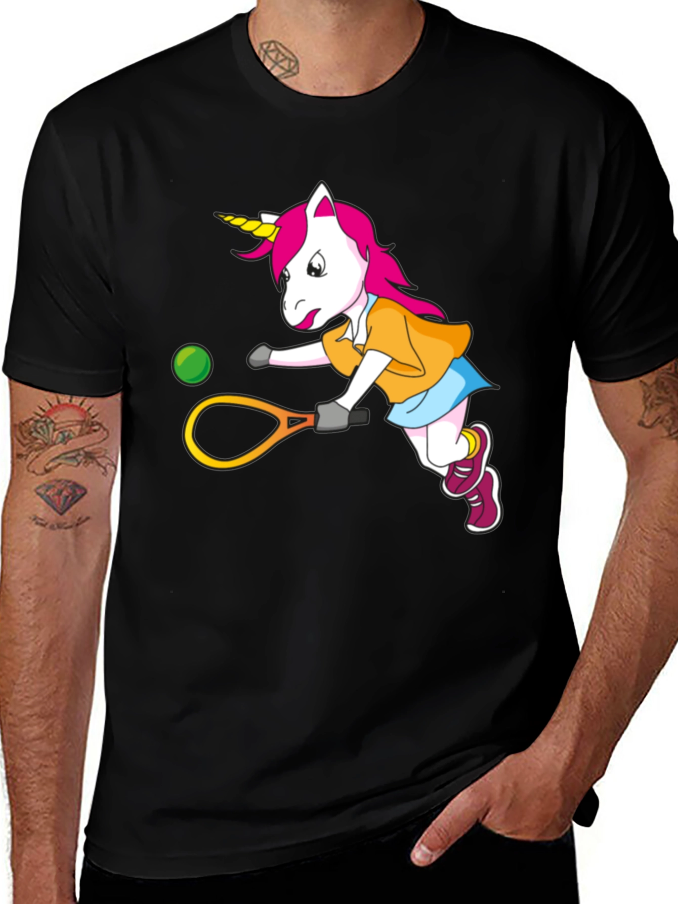 Unicorn Tennis Player Graphic T-Shirt