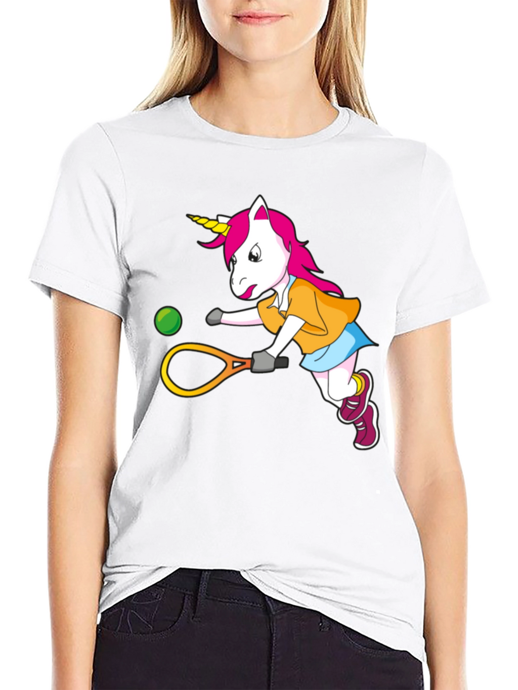 Unicorn Tennis Player Graphic T-Shirt