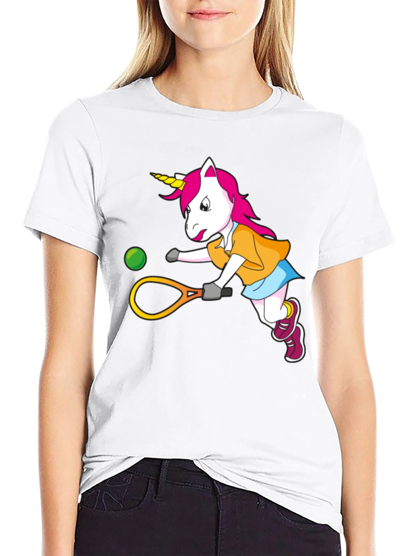 Unicorn Tennis Player Graphic T-Shirt