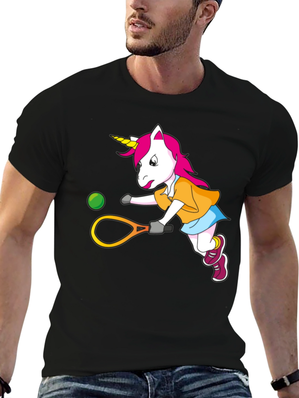 Unicorn Tennis Player Graphic T-Shirt