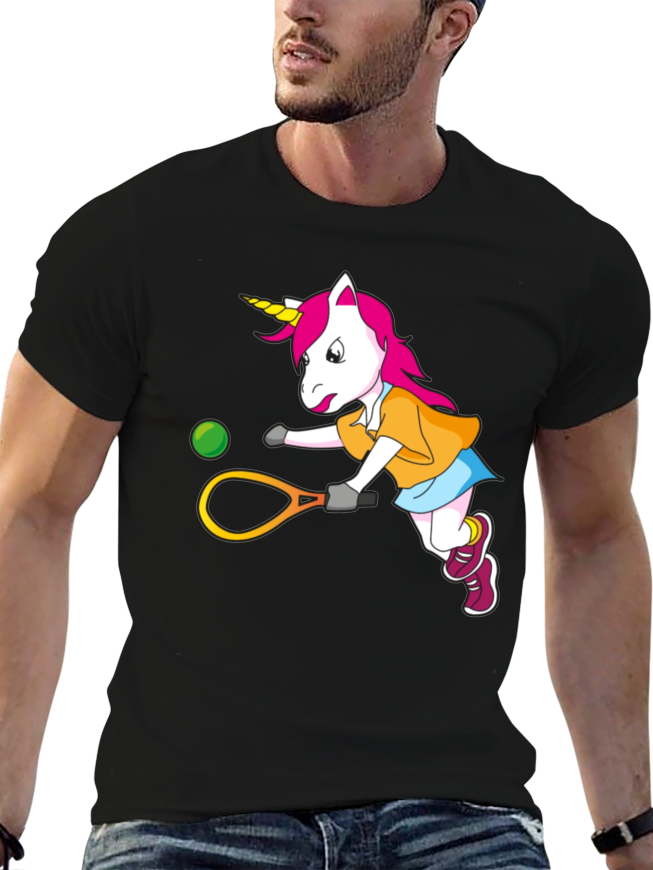 Unicorn Tennis Player Graphic T-Shirt