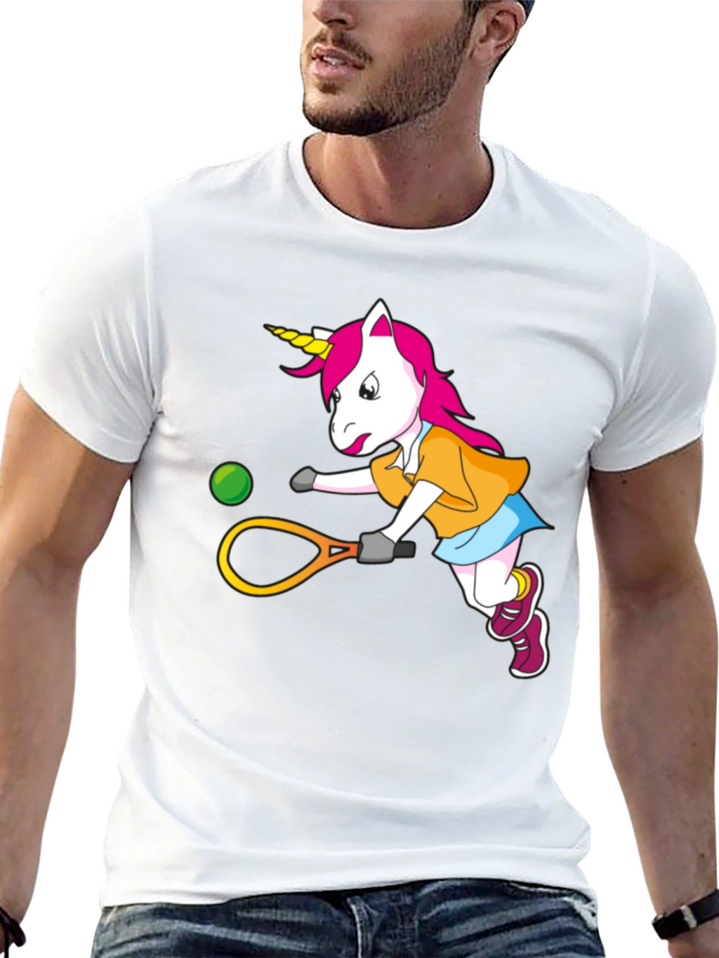 Unicorn Tennis Player Graphic T-Shirt