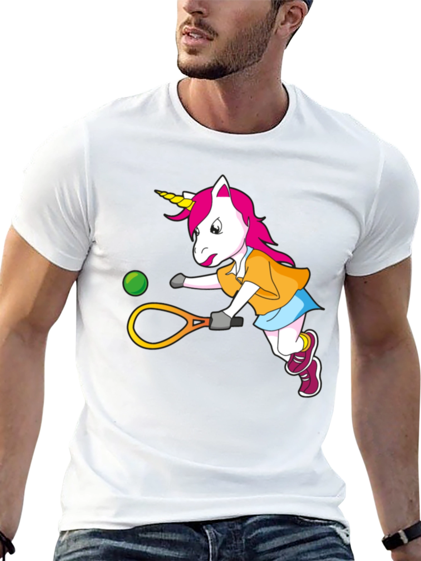 Unicorn Tennis Player Graphic T-Shirt