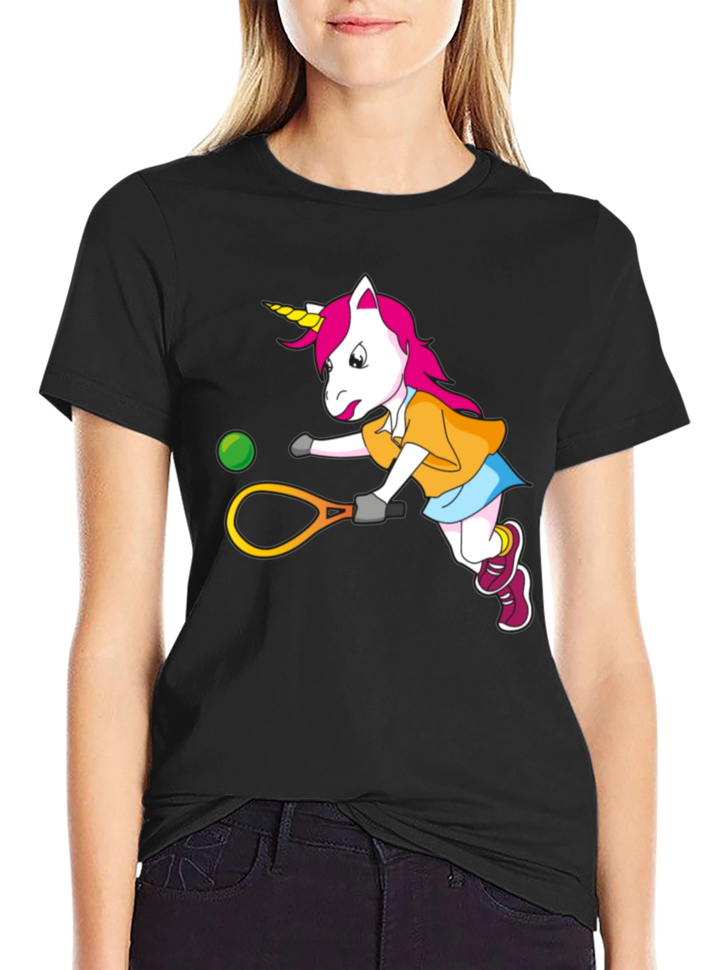 Unicorn Tennis Player Graphic T-Shirt