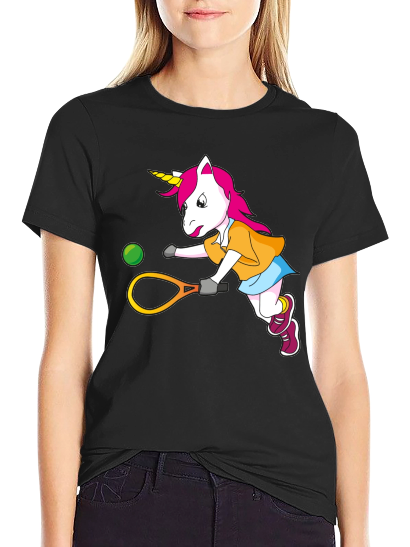 Unicorn Tennis Player Graphic T-Shirt
