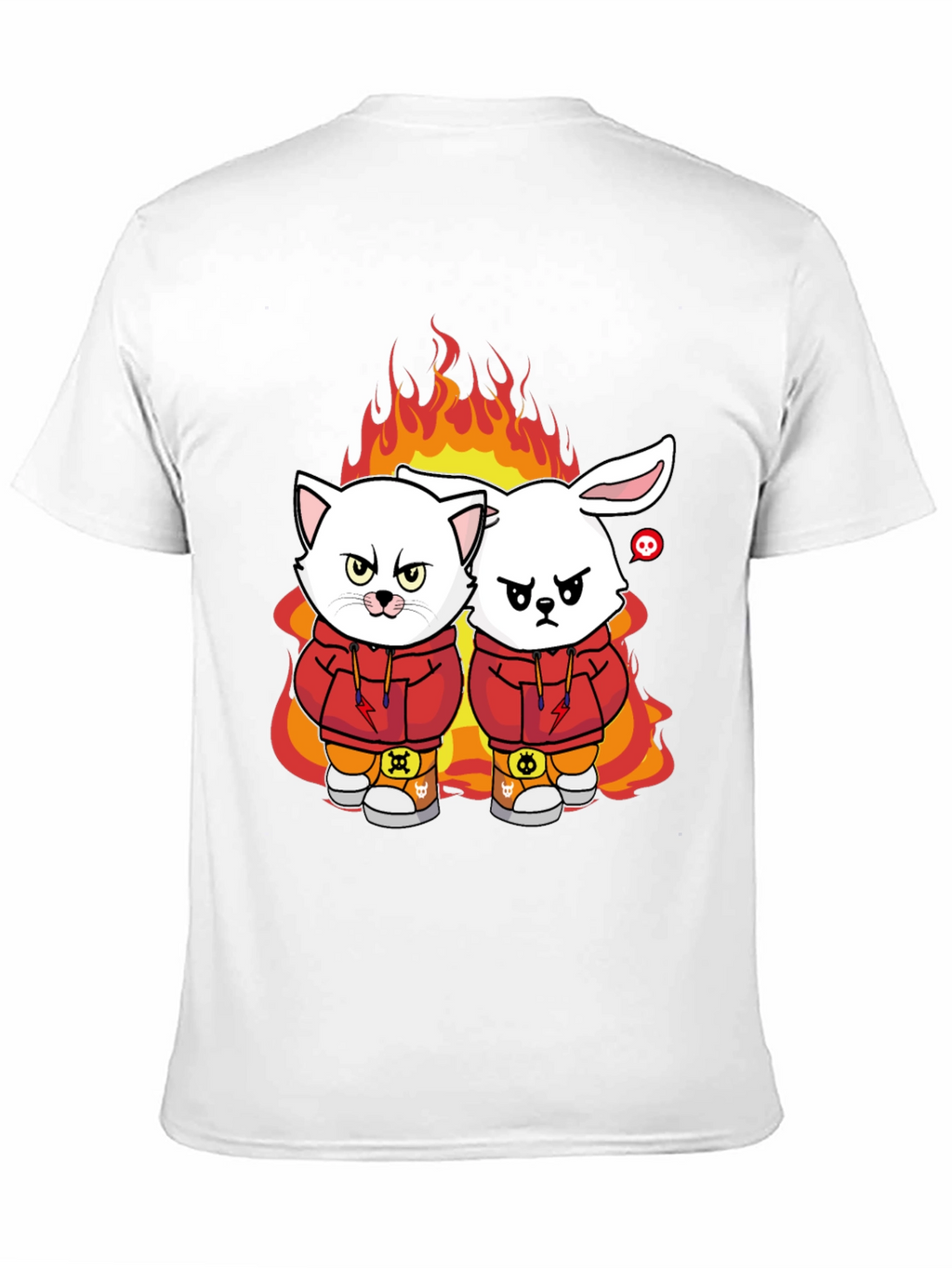 Fiery Friends Graphic Tee - Cat & Rabbit