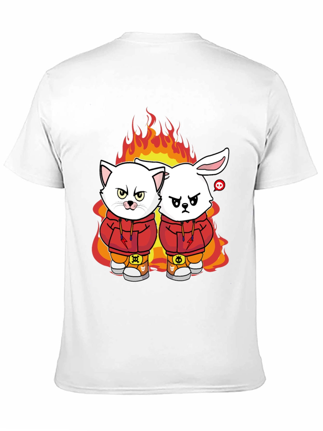 Fiery Friends Graphic Tee - Cat & Rabbit