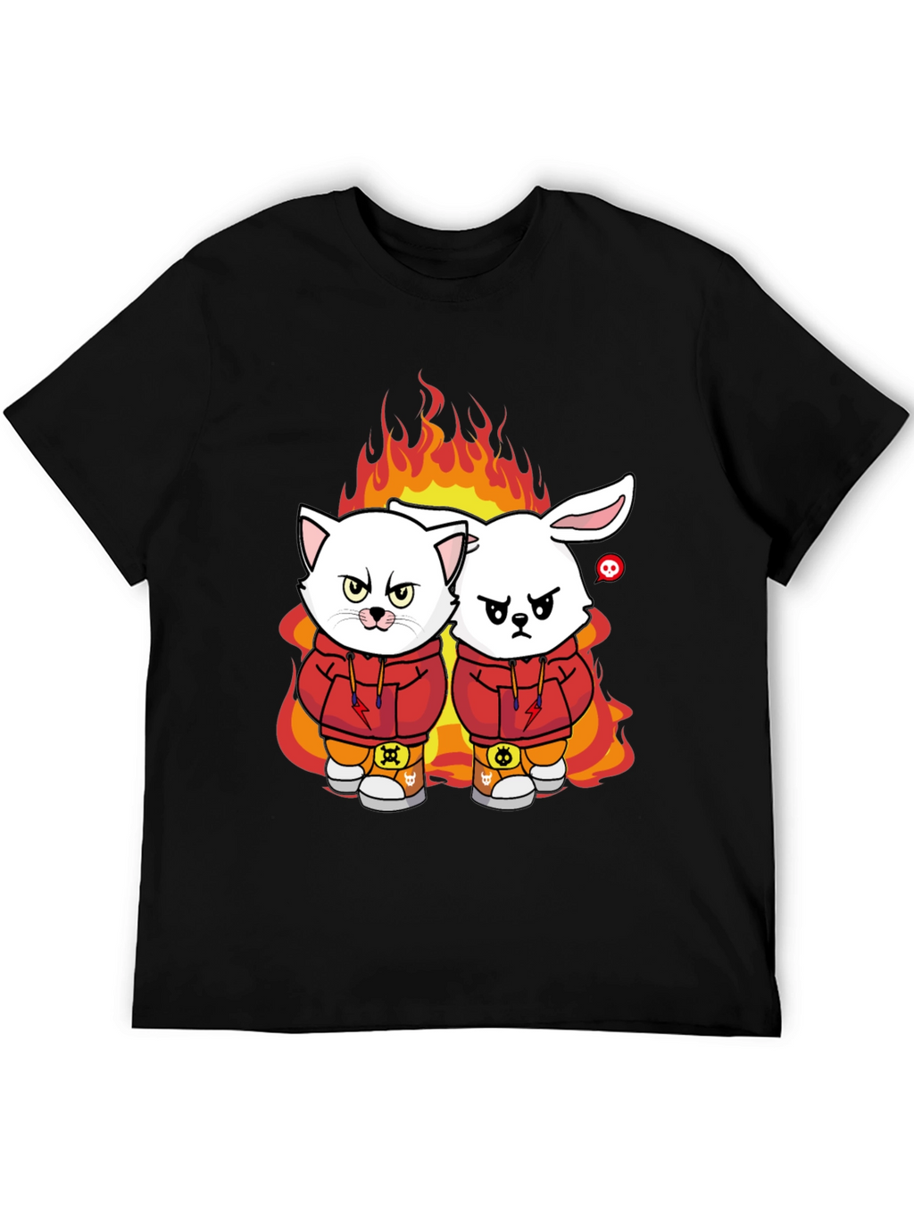 Fiery Friends Graphic Tee - Cat & Rabbit