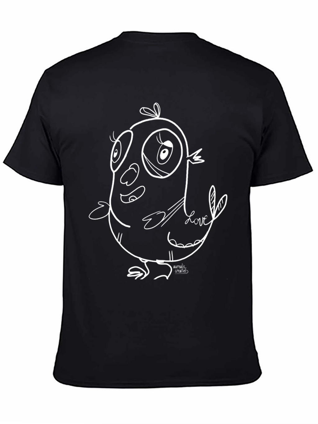 Cartoon Bird Graphic Tee - Black T-Shirt
