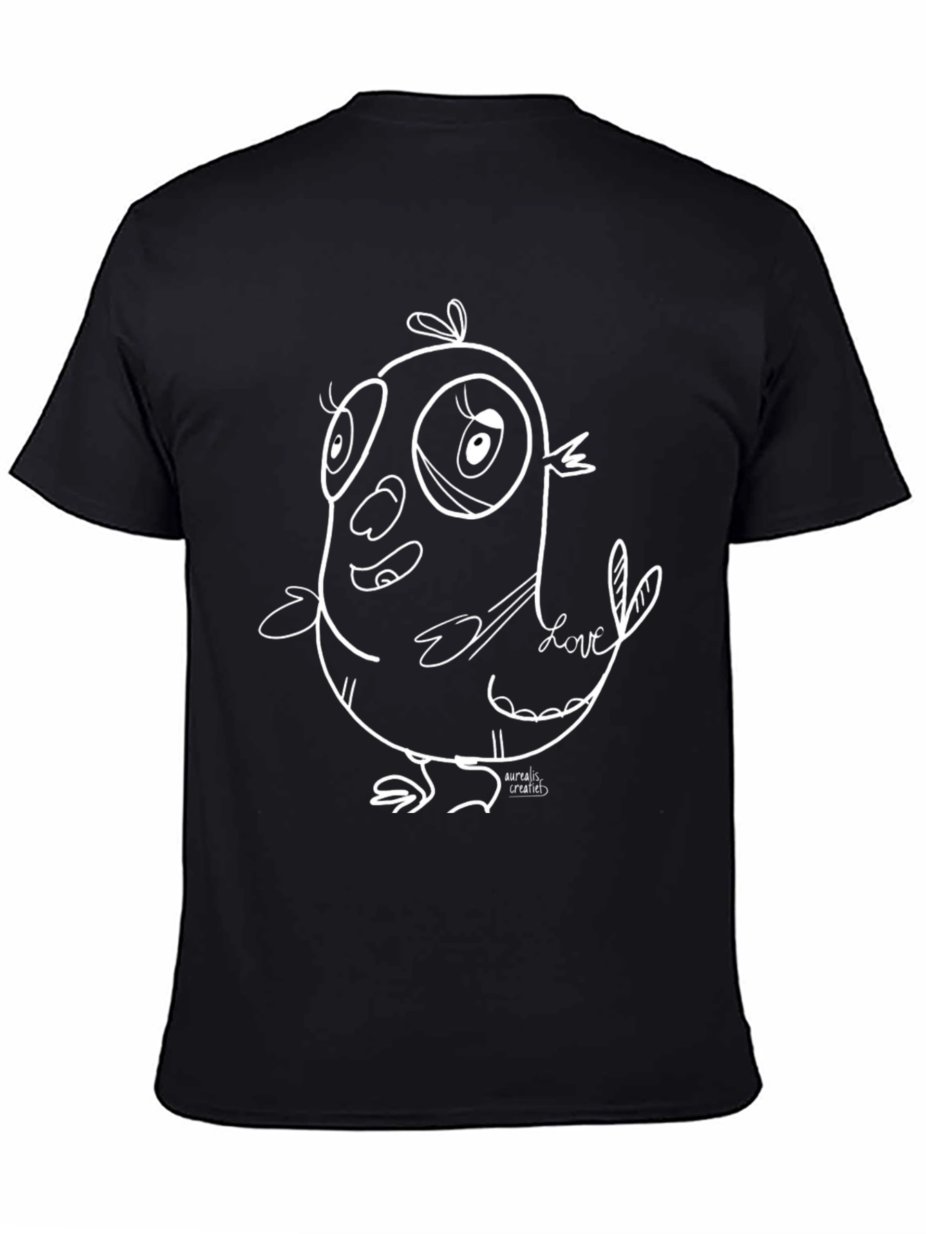 Cartoon Bird Graphic Tee - Black T-Shirt