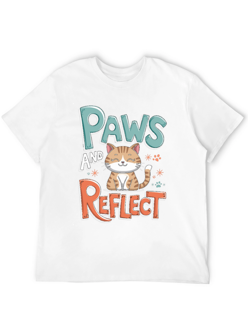 Paws and Reflect Cat Graphic Black T-Shirt