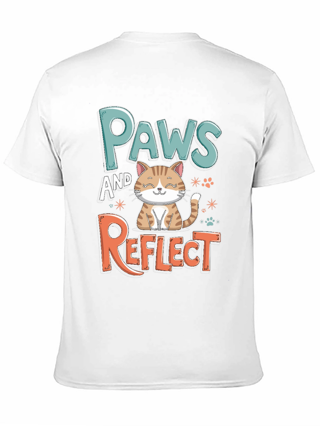 Paws and Reflect Cat Graphic Black T-Shirt