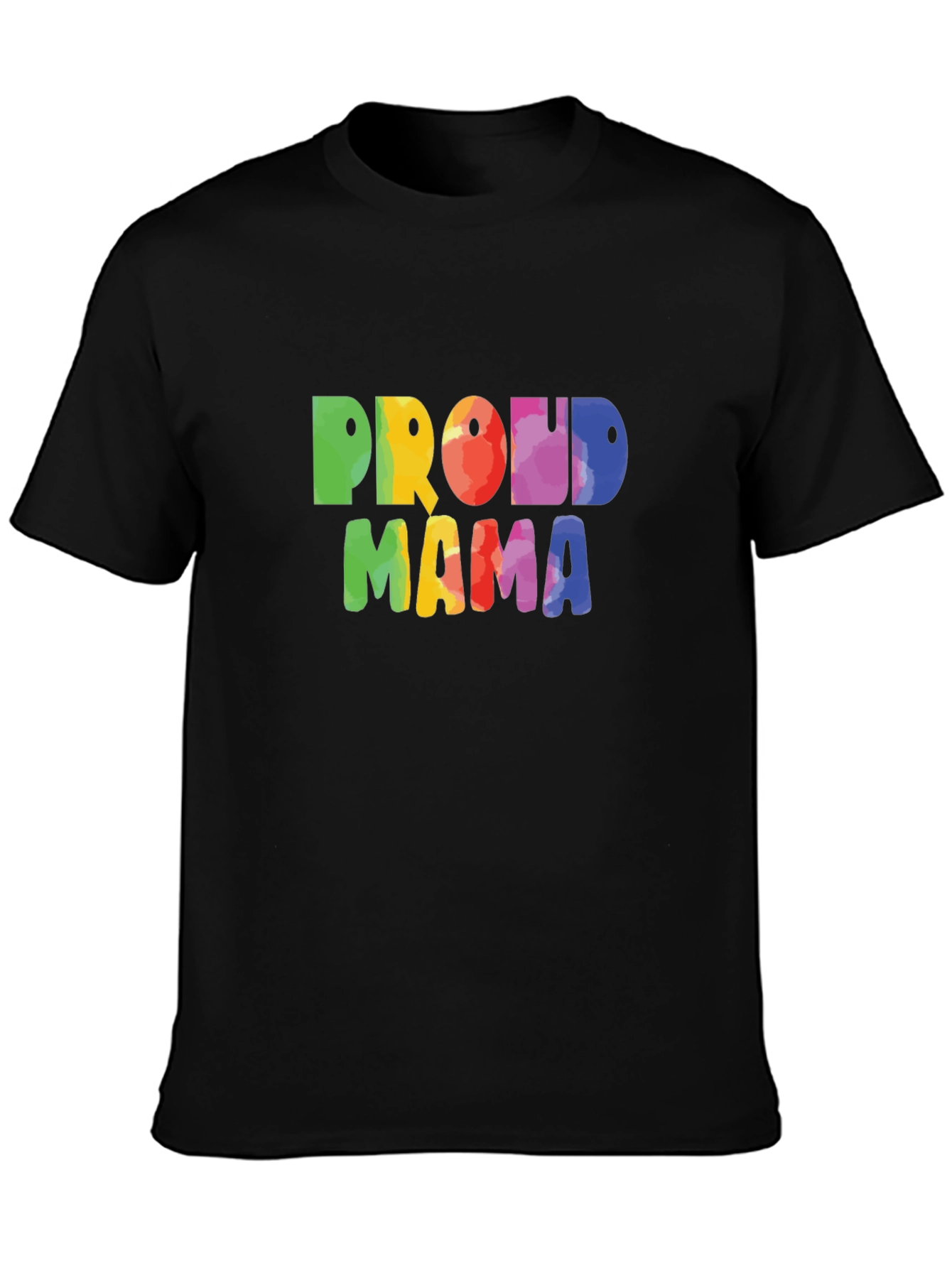 Proud Mama Rainbow Graphic Tee - Black